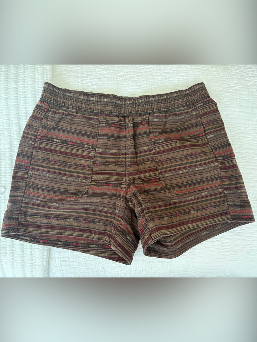 Roots Striped Elastic-Waist Women’s Shorts - Brown Multi